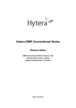 Hytera DMR Conventional Series Release Notes