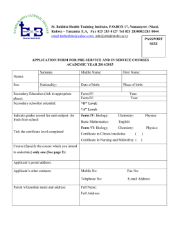 Application forms - St. Bakhita Health Training Institute