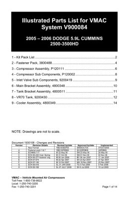 Illustrated Parts List for VMAC System V900084