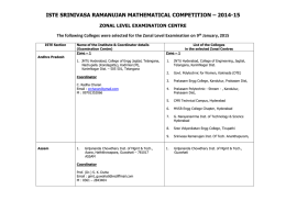 list of zonal centers for the iste-srmc examination to be held on 9th