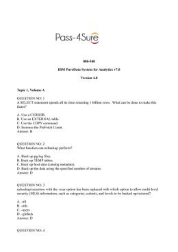 000-540 IBM PureData System for Analytics v7.0 Version