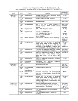 1 Tentative Tour Programme of Thiru M. Ravi Kumar, I.A.S., District