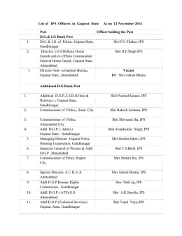 List of IPS Officers in Gujarat State As on 12 November 2014 Post