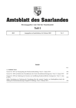 Amtsblatt des Saarlandes Nr. 5 Teil I vom 26. Februar 2015