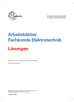 Arbeitsblätter Fachkunde Elektrotechnik Lösungen - Europa