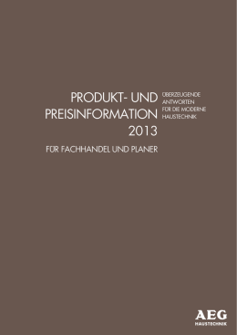 PRODUKT- UND PREISINFORMATION 2013 - AEG Haustechnik