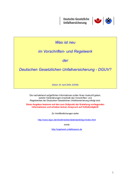 Was ist neu im Vorschriften- und Regelwerk der Deutschen - DGUV