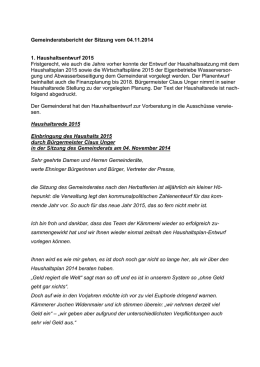 Gemeinderatsbericht der Sitzung vom 04.11.2014 1 - Ehningen