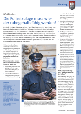 Die Polizeizulage muss wie- der ruhegehaltsfähig - DPolG Hamburg