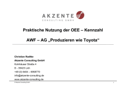 Praktische Nutzung der OEE – Kennzahl AWF – AG „Produzieren