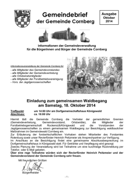 Gemeindebrief Oktober 2014 - Gemeinde Cornberg