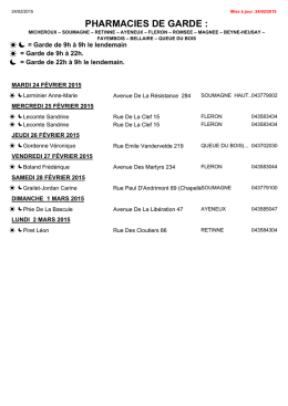 PHARMACIES DE GARDE :