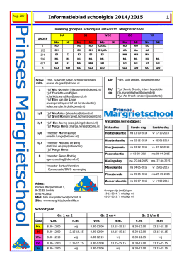 Infoblad Pr. Margrietschool 2014-2015