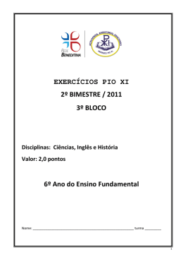 EXERCÍCIOS PIO XI 2º BIMESTRE / 2011 3º