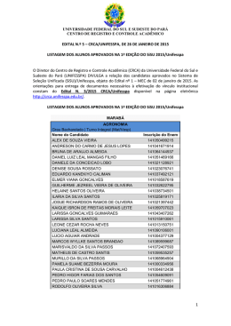 1 EDITAL N.&ordm; 5 &ndash; CRCA/UNIFESSPA, DE 26 DE JANEIRO DE 2015