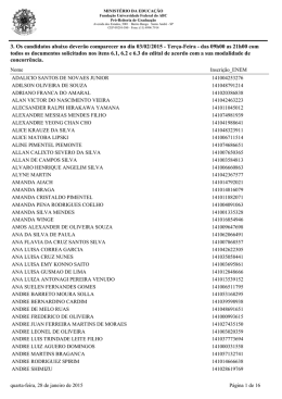Convocados para o dia 03 de fevereiro