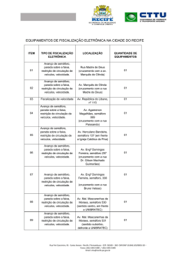 Lista dos dispositivos de fiscalização eletrônica instalados no Recife