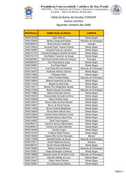 Edital de Bolsas de Estudos FUNDASP Outros inscritos - PUC-SP