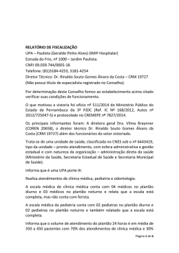 Relatório da UPA Paulista - Conselho Regional de Medicina de