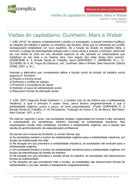 Visões do capitalismo: Durkheim, Marx e Weber
