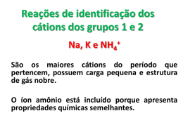 Aula 5-Reações de identificação dos cátions dos grupos 1 e 2