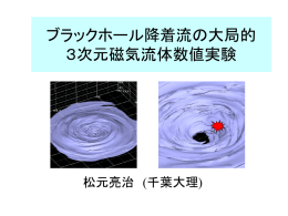 ブラックホール降着流の大局的3次元磁気流体数値実験（ppt形式）