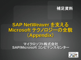 SAP NetWeaver を支える Microsoft テクノロジーの