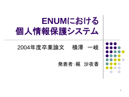 ENUMにおける 個人情報保護システム