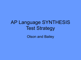 AP Language SYNTHESIS Test Strategy