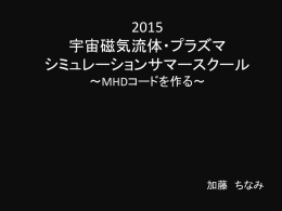 2015 宇宙磁気流体・プラズマ シミュレーションサマースクール ～MHD