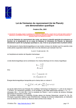 rayonnement (loi de Planck)