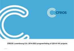 CREOS Luxembourg S.A. 2014-2023 program/listing of 220 kV HV