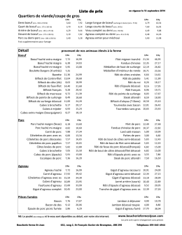 Consulter la liste de prix en PDF - Boucherie Ferme St-Jean