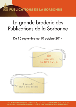 La grande braderie des Publications de la Sorbonne
