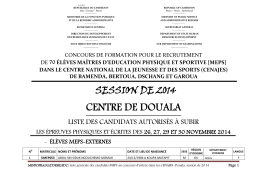 Centre de Douala Liste des candidats MEPS