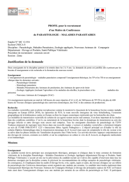 Profil MC Parasito 12-554 - Ecole nationale vétérinaire de Toulouse