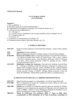 1 VOUILLOUX Bernard CV ET PUBLICATIONS