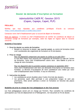 Admissibilité CAER PC –Session 2015