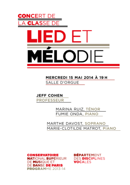 Lied Et MéloDie - Conservatoire national supérieur de musique et