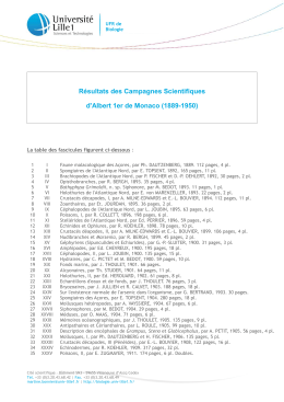 Liste des fascicules du Prince Albert 1er de Monaco