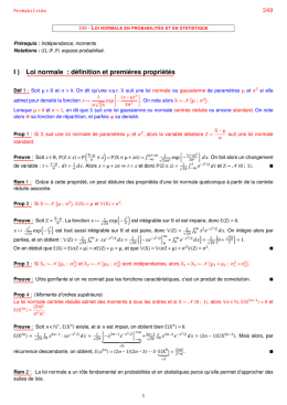 Leçon 249 : Loi normale en probabilités et statistique.
