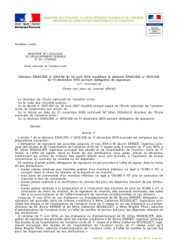 Aviation civile Décision ENAC/DG no 2014-80 du