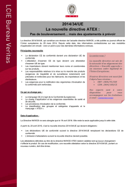 2014/34/UE La nouvelle directive ATEX :