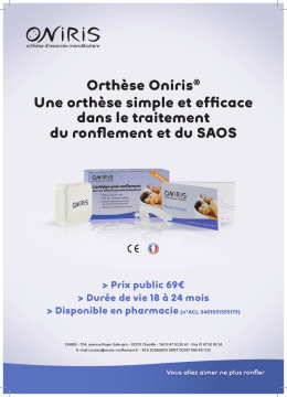 Orthèse Oniris® Une orthèse simple et efficace dans le traitement du