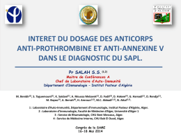 interet du dosage des anticorps anti-prothrombine et anti