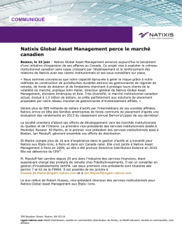 COMMUNIQUÉ Natixis Global Asset Management perce le marché