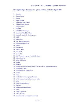 Liste des entreprises qui ont suivi nos séminaires depuis 2000