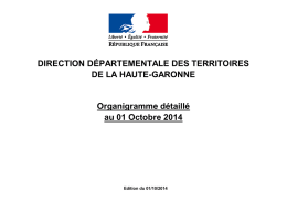 Organigramme détaillé de la DDT au 01 Octobre 2014