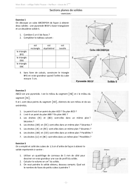 Sections planes de solides ( ) ( )
