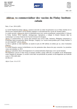 Abivax va commercialiser des vaccins du Finlay Institute cubain